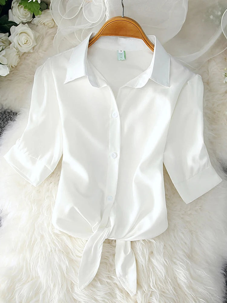 Chiffon Blouse Short Sleeve Casual Shirt Twirly Threads