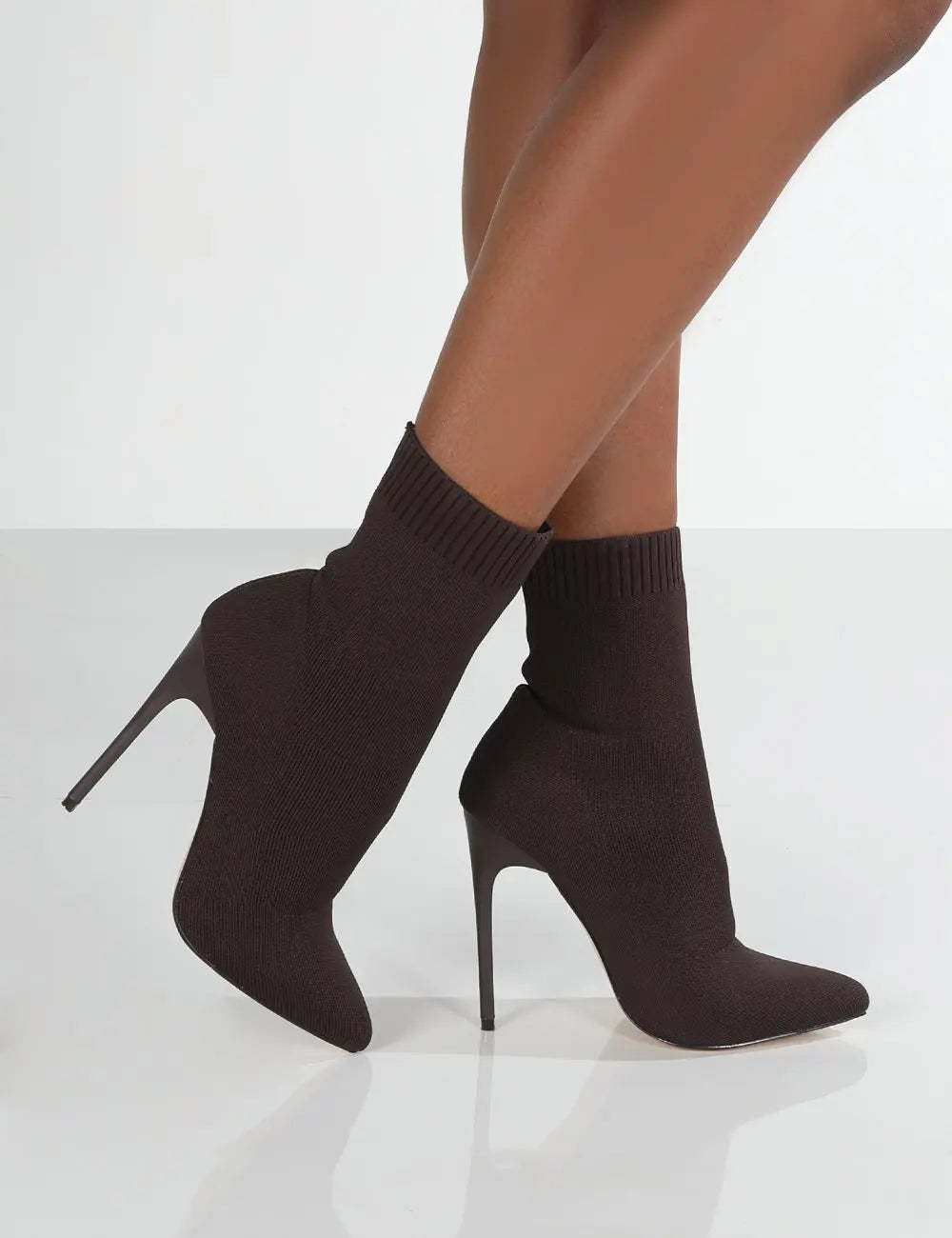 Short High Heels Winter Knitted Ankle Boots Twirly Threads