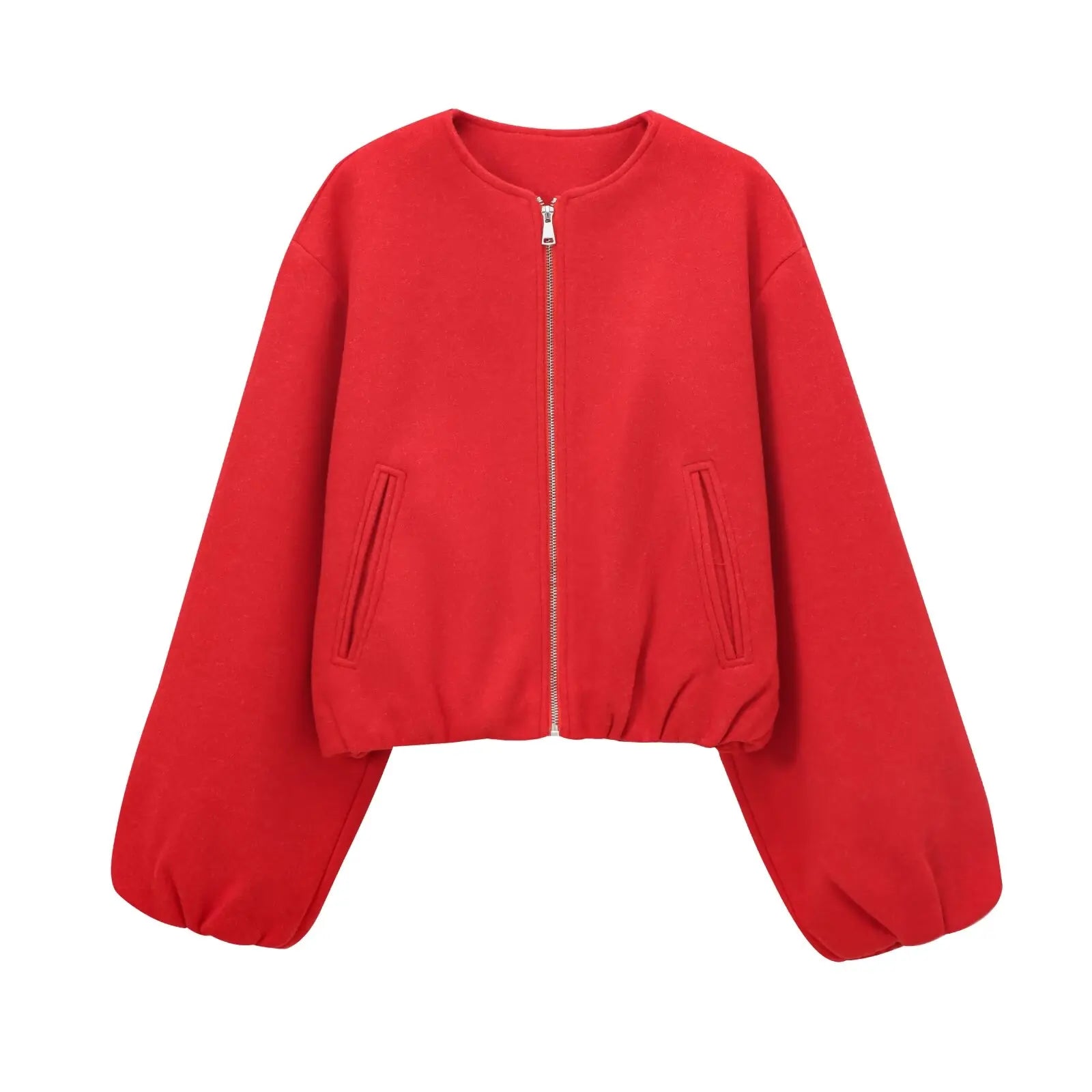 Red Zipper Bomber Jackets Twirly Threads