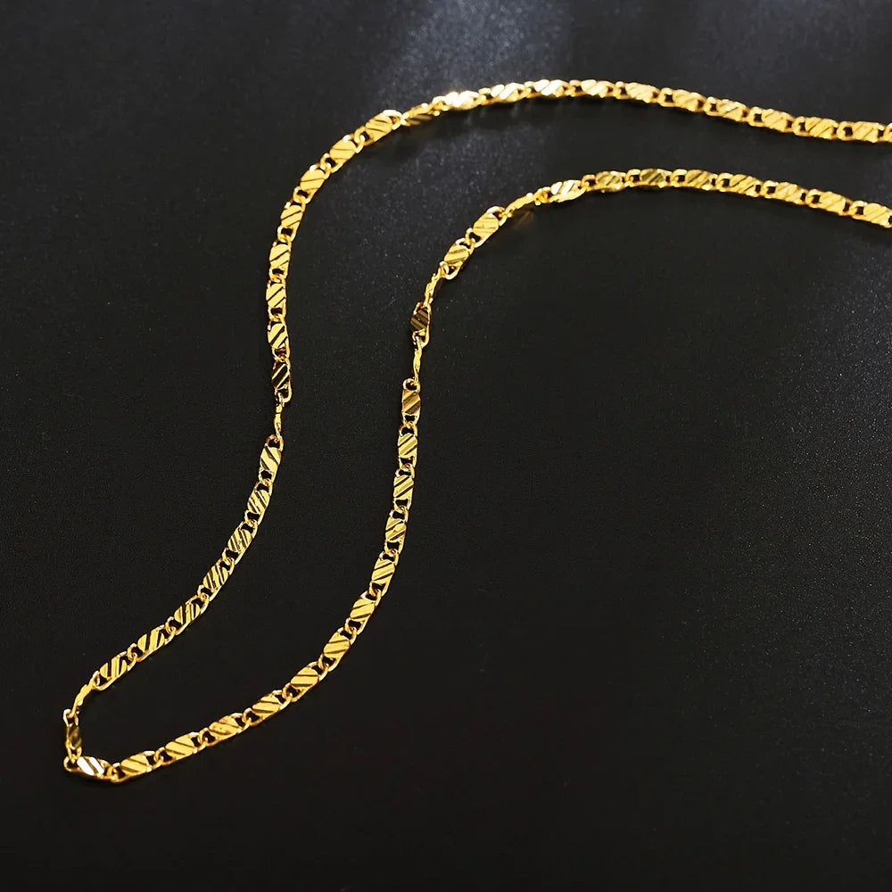 18k Gold Necklace Twirly Threads