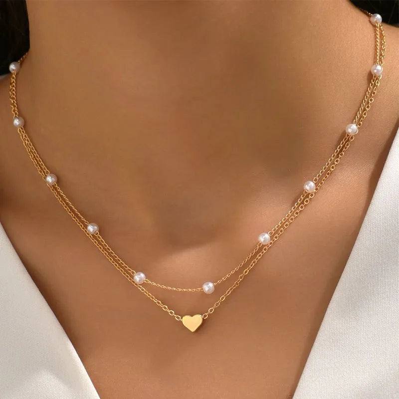 3pcs Pearl Necklace Set 14K Gold Twirly Threads