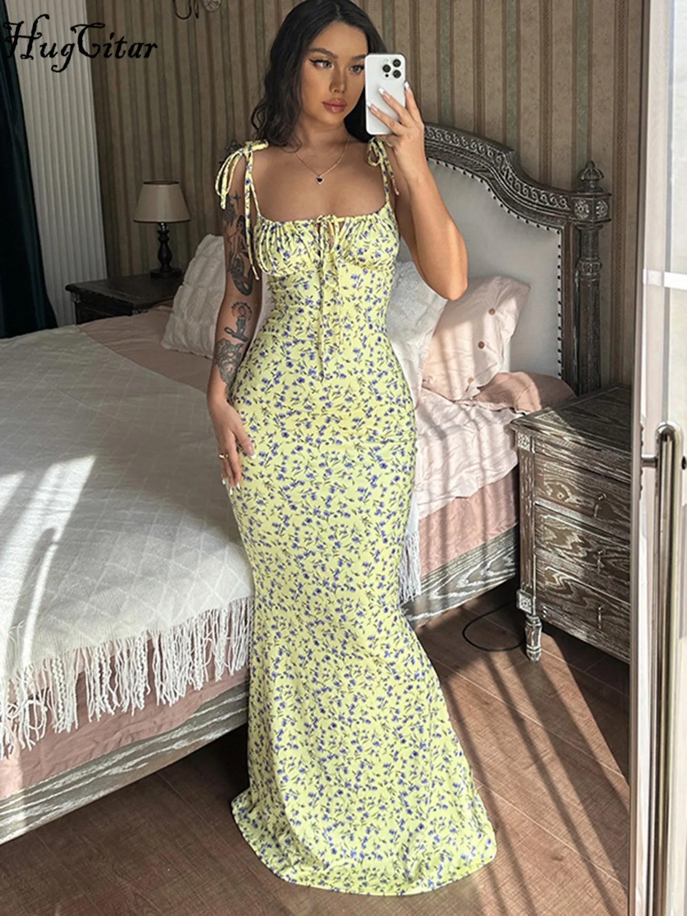 Elegant Floral Beach Long Dress Twirly Threads