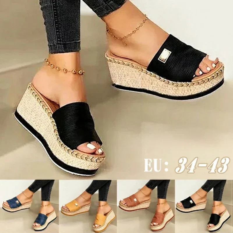 High Heel Sandals Thick Bottom Casual Slippers Twirly Threads