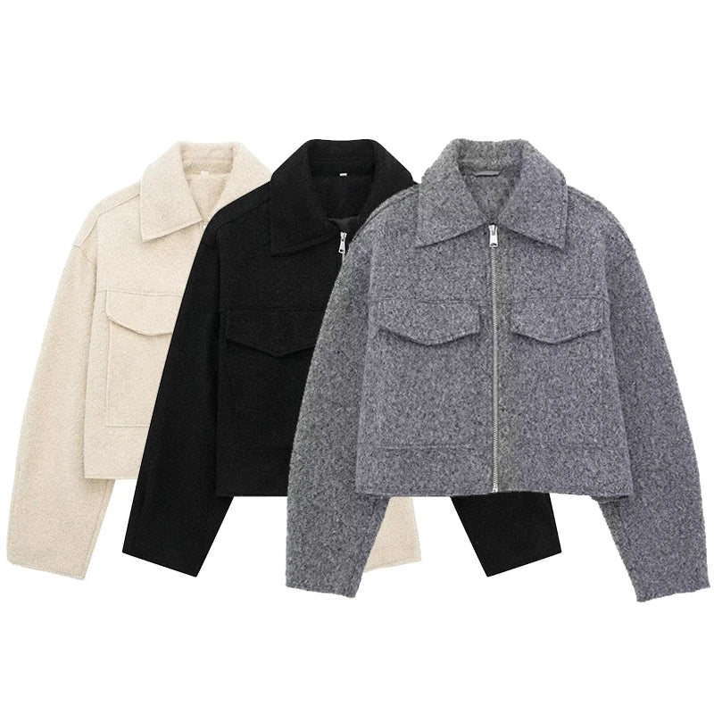 Grey Front Zipper Jackets Vintage Twirly Threads