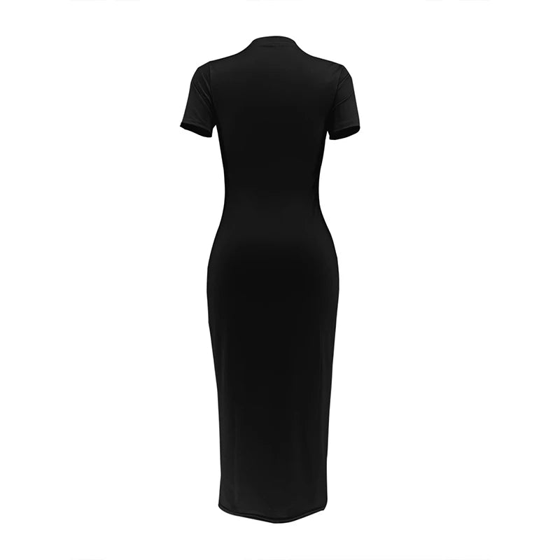 Sexy Long T-shirt  Short Sleeved Summer Plus Size Black Dress Twirly Threads