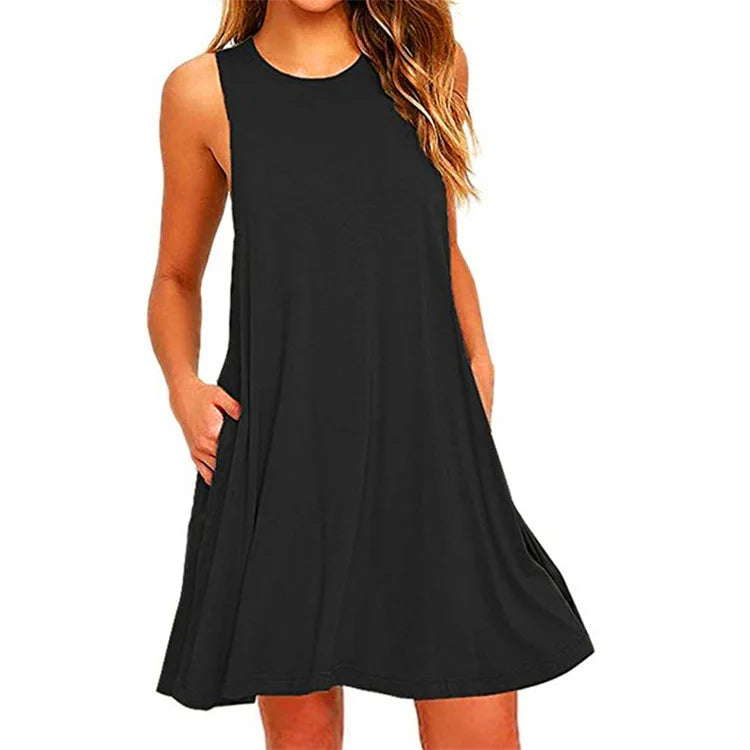 Swing T-Shirt Dresses Beach Cover Up With Pockets Plus Size Twirly Threads