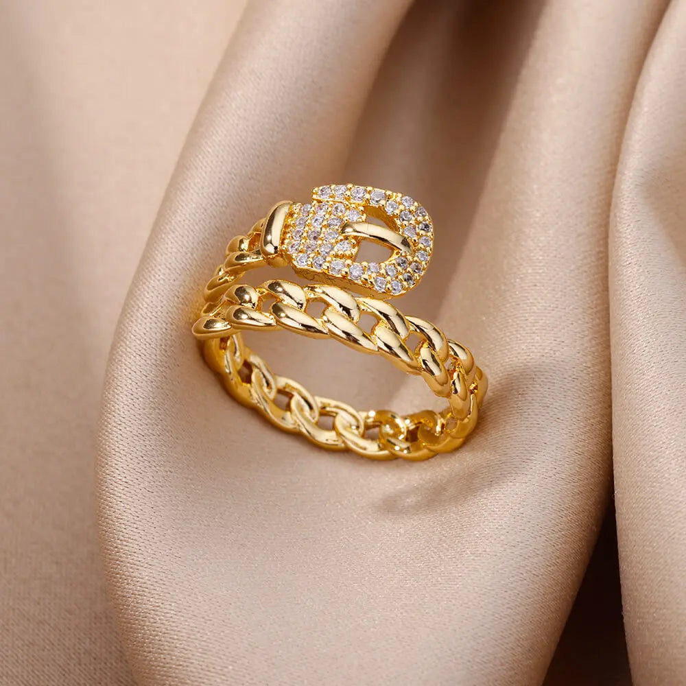 Luxury Zircon Rings Twirly Threads