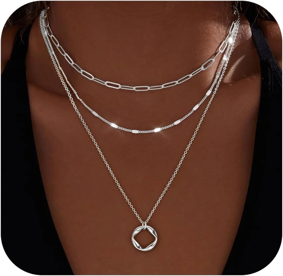Layered Gold Necklaces Twirly Threads