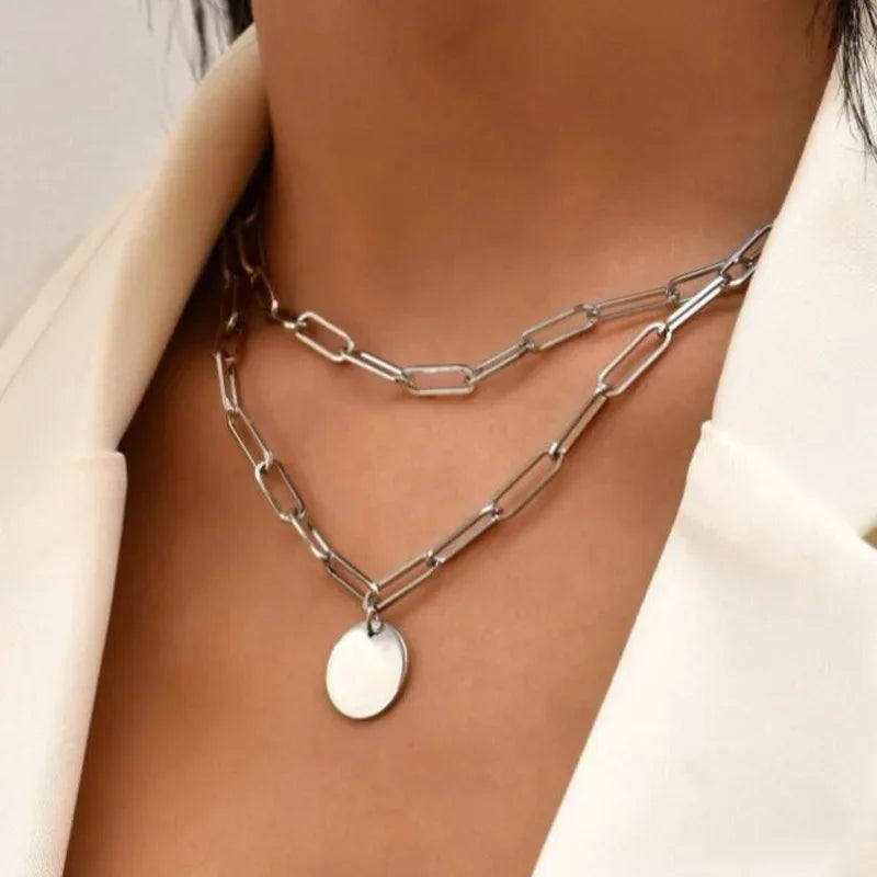 Sterling Silver Three-Layer Round Necklace Twirly Threads