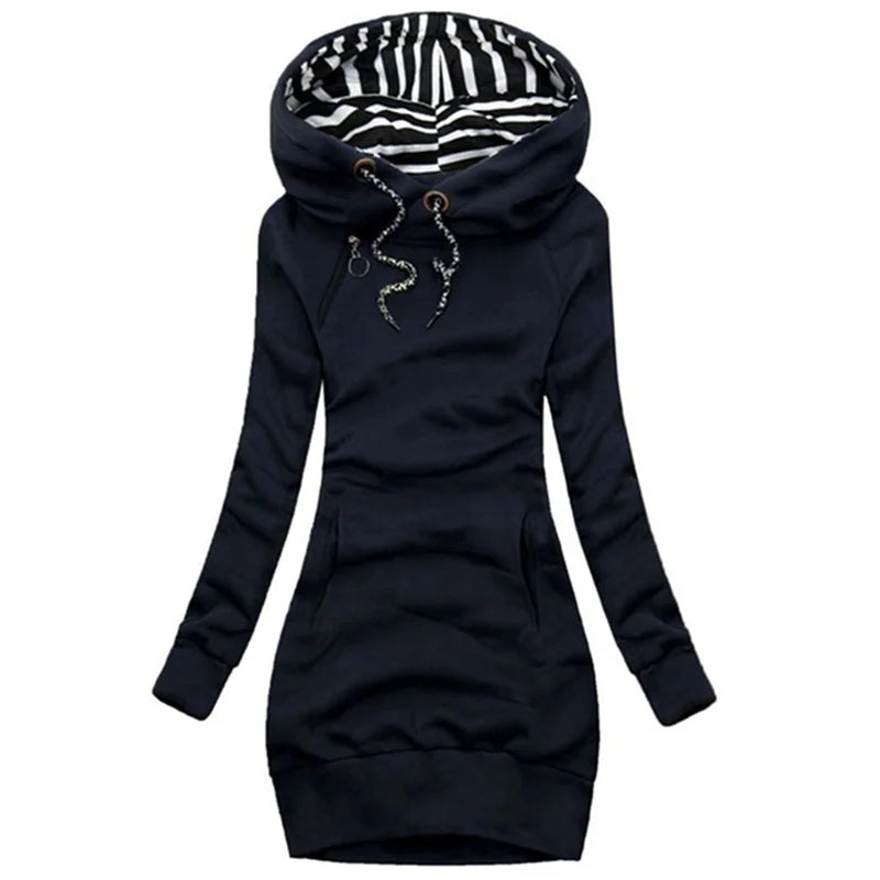 Drawstring Hoodie Dress Slim Hooded Pullover Twirly Threads