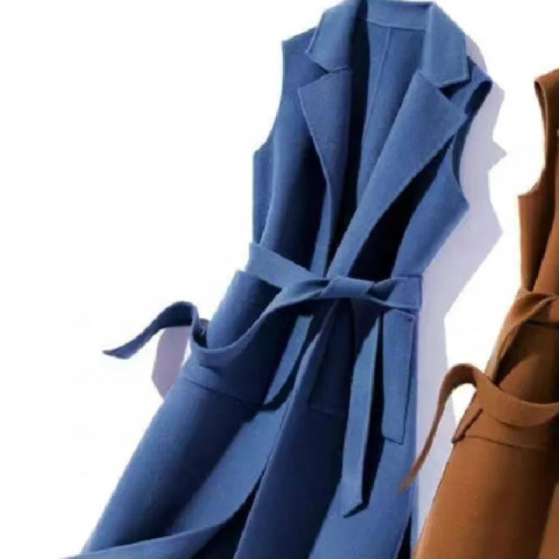 Mid Long Sleeveless Polo Collar Vest Twirly Threads