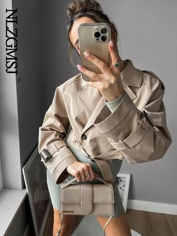 Belt Cropped Trench Spring Jacket Vintage Twirly Threads