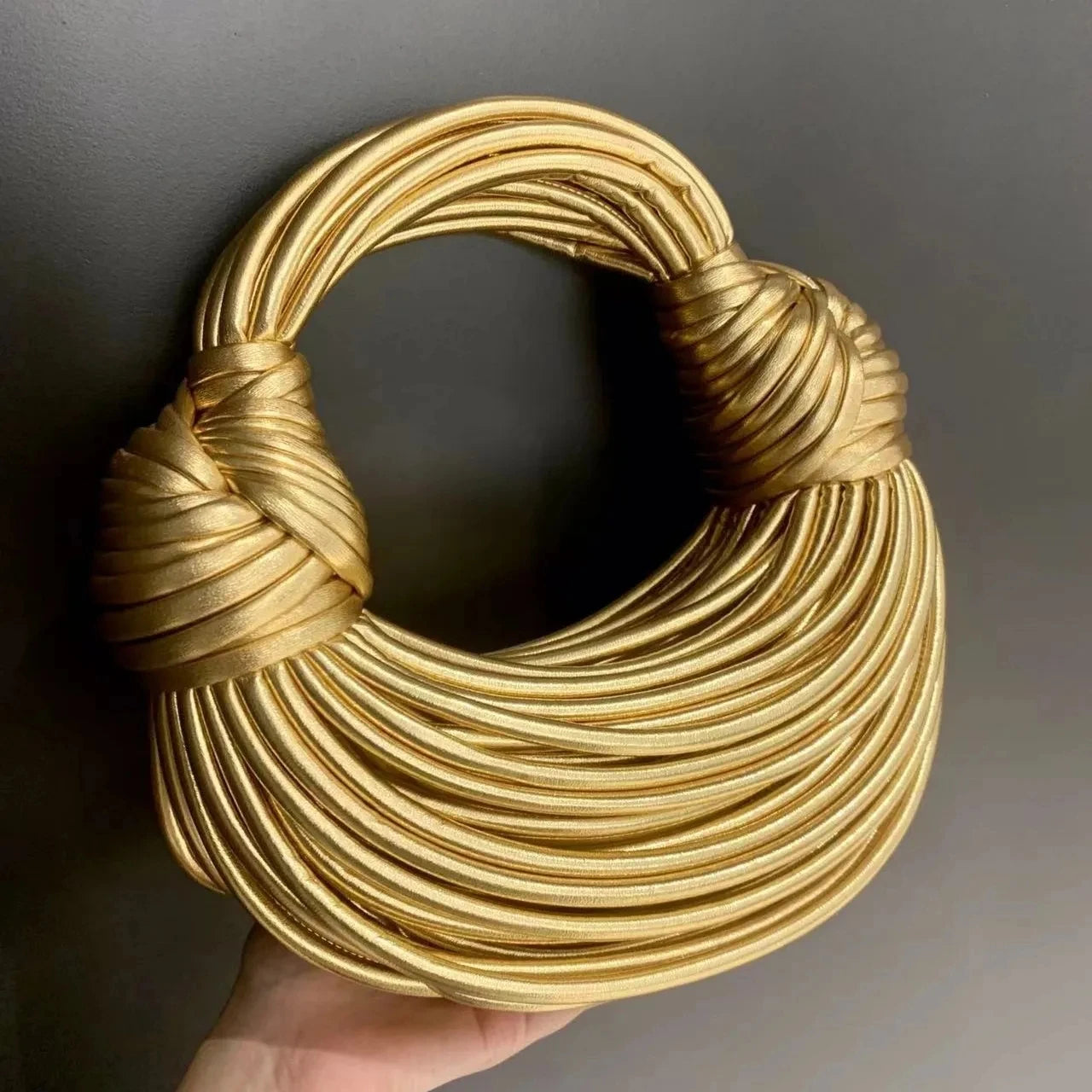Gold Luxury Handwoven Noodle Bags Twirly Threads