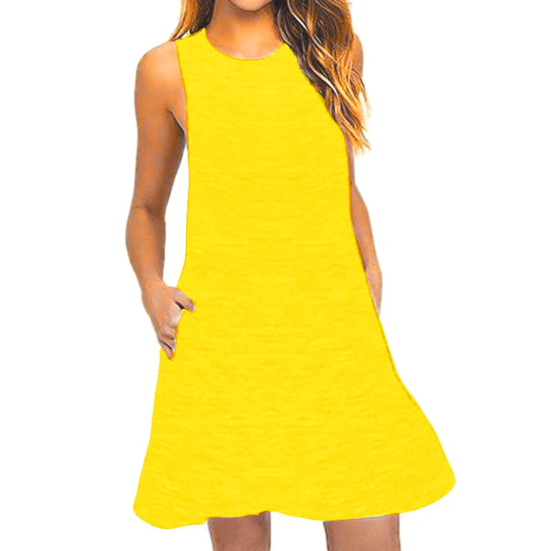 Swing T-Shirt Dresses Beach Cover Up With Pockets Plus Size Twirly Threads