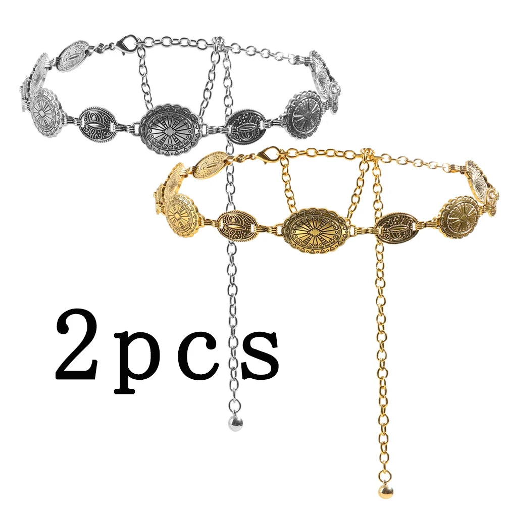 1/2pcs Retro Style WOMEN'S Metal Waist Chain Twirly Threads