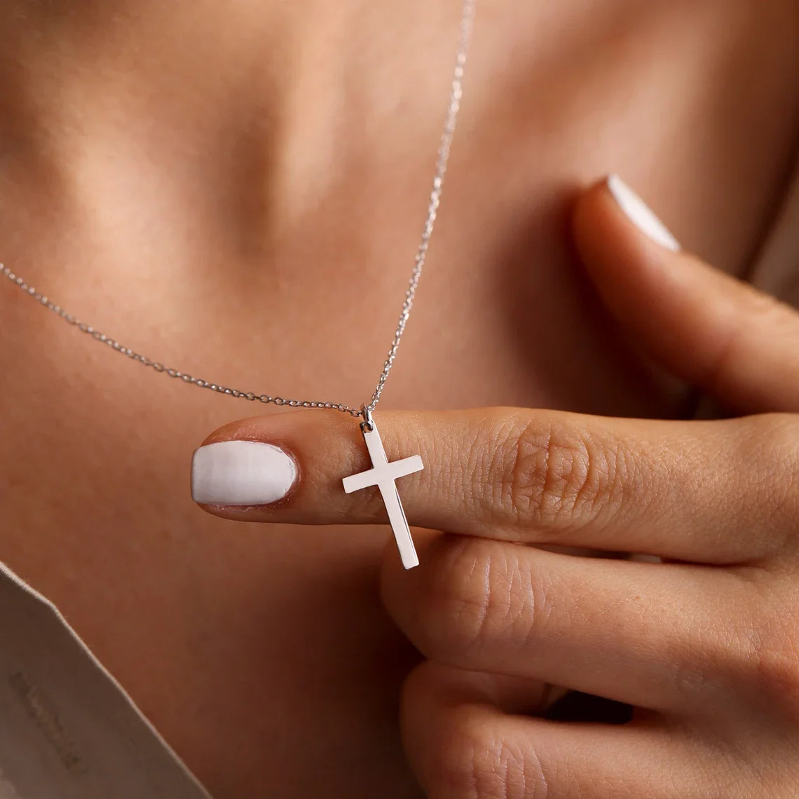 Stainless Steel Cross Gold Necklace Twirly Threads