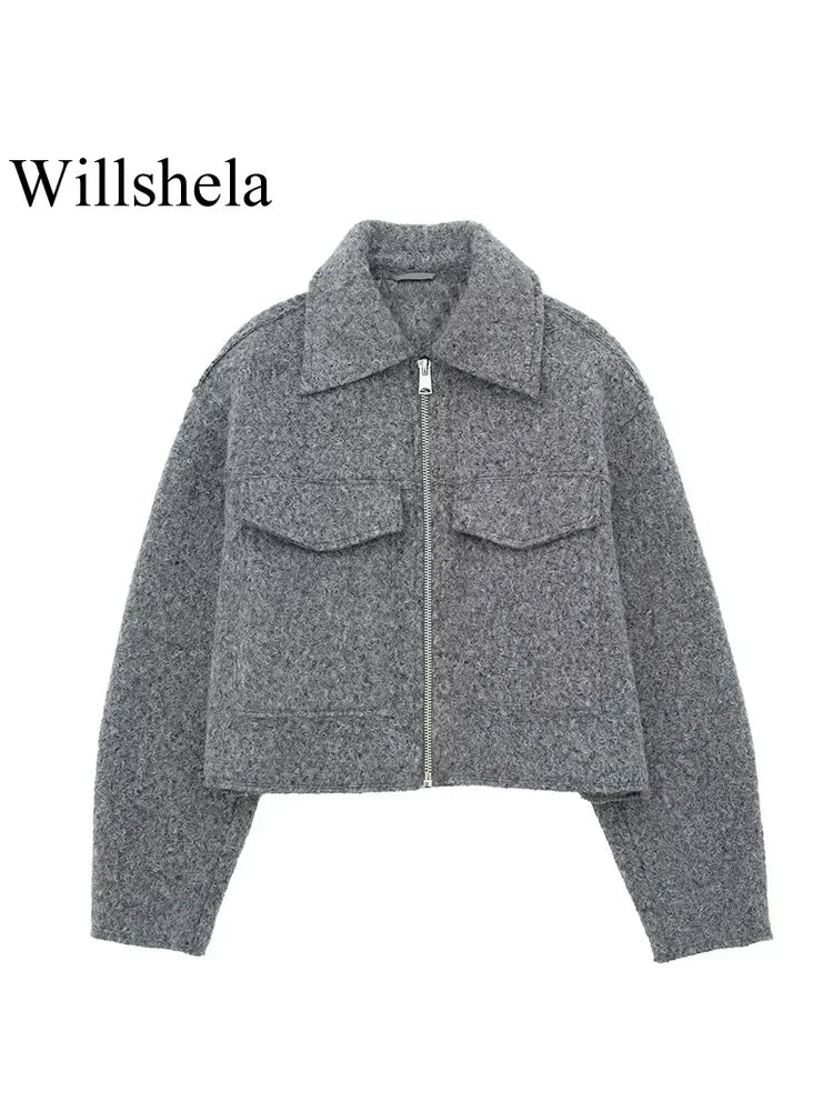 Grey Front Zipper Jackets Vintage Twirly Threads