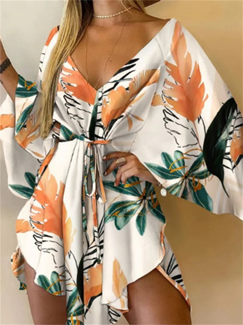Sexy V-Neck Bat Sleeve Bohemian Beach Sundress Twirly Threads