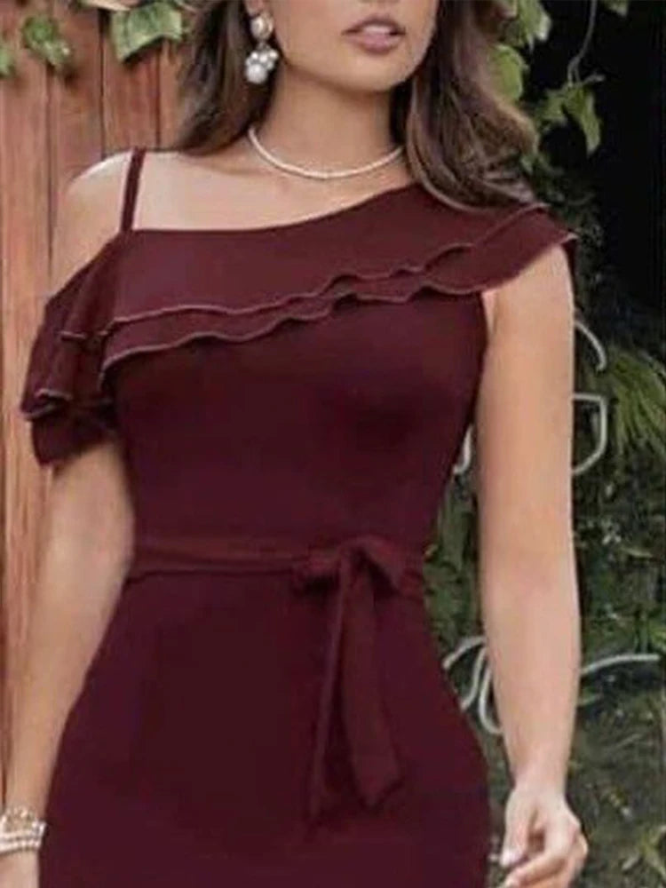 One Shoulder Dress Twirly Threads