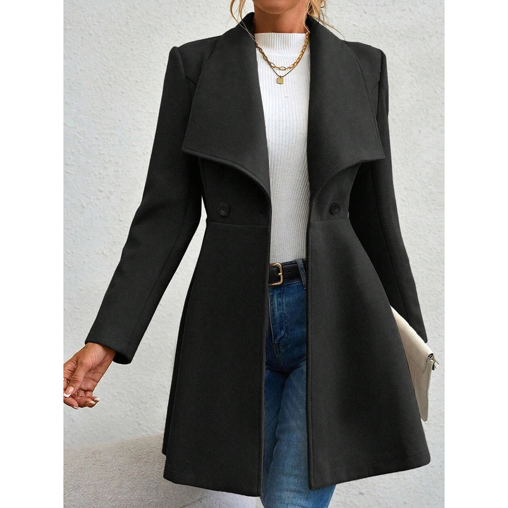 Winter Solid Color Long Sleeve Lapel Twirly Threads