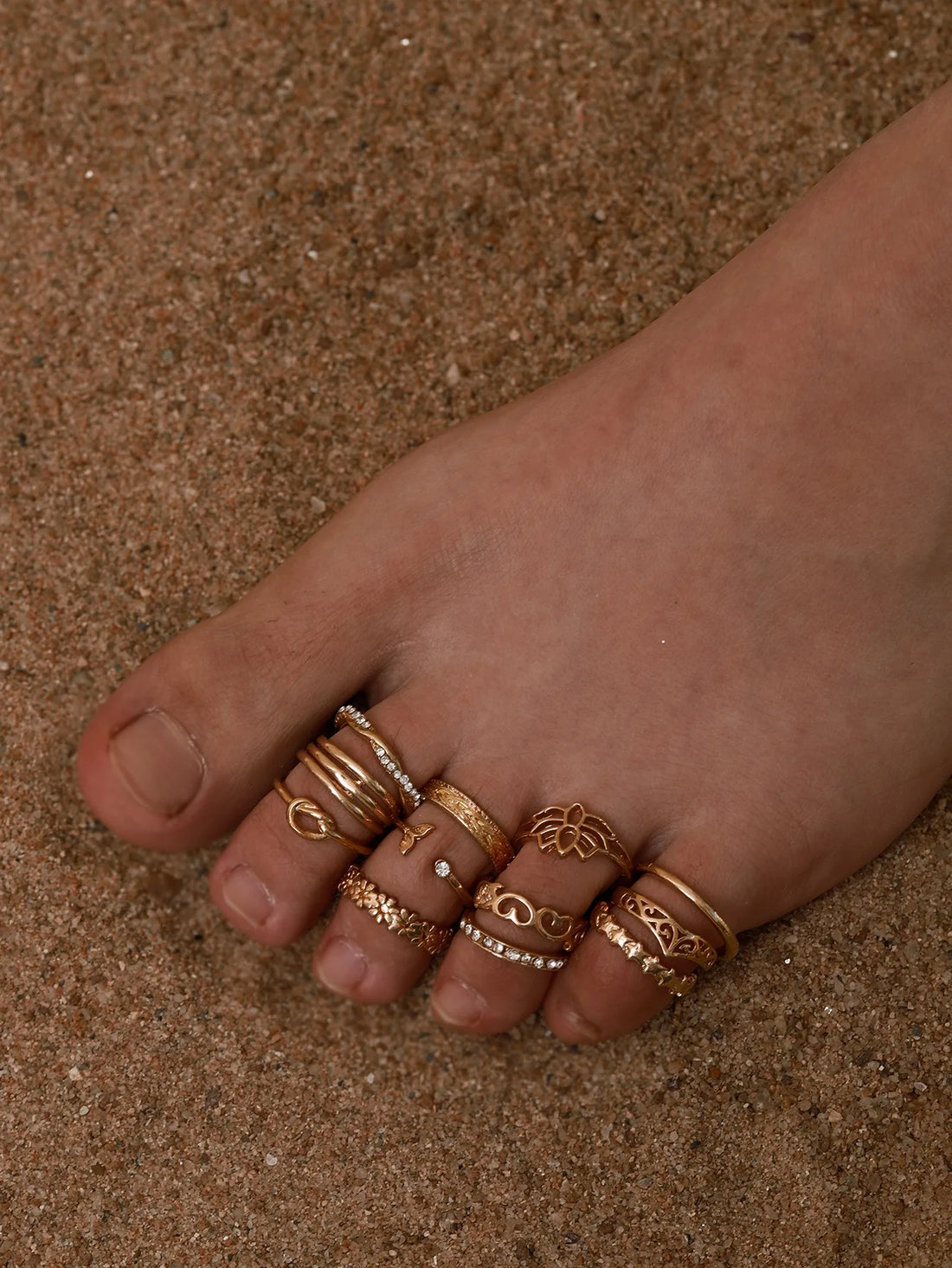 7/10/12Pcs Adjustable Toe Rings Twirly Threads