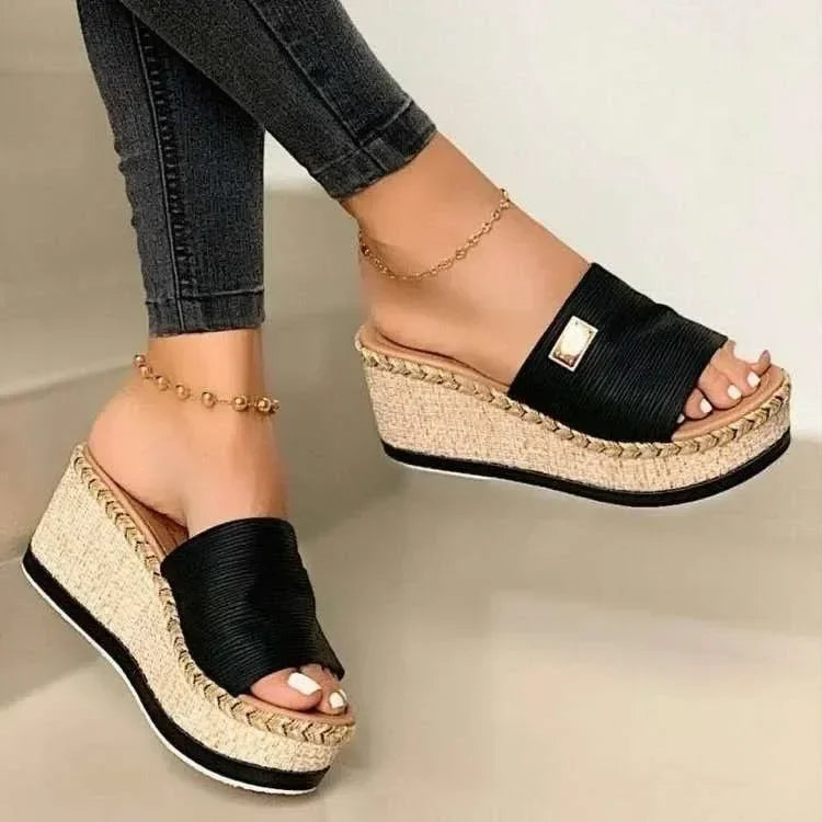 High Heel Sandals Thick Bottom Casual Slippers Twirly Threads