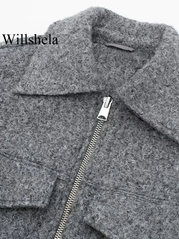 Grey Front Zipper Jackets Vintage Twirly Threads