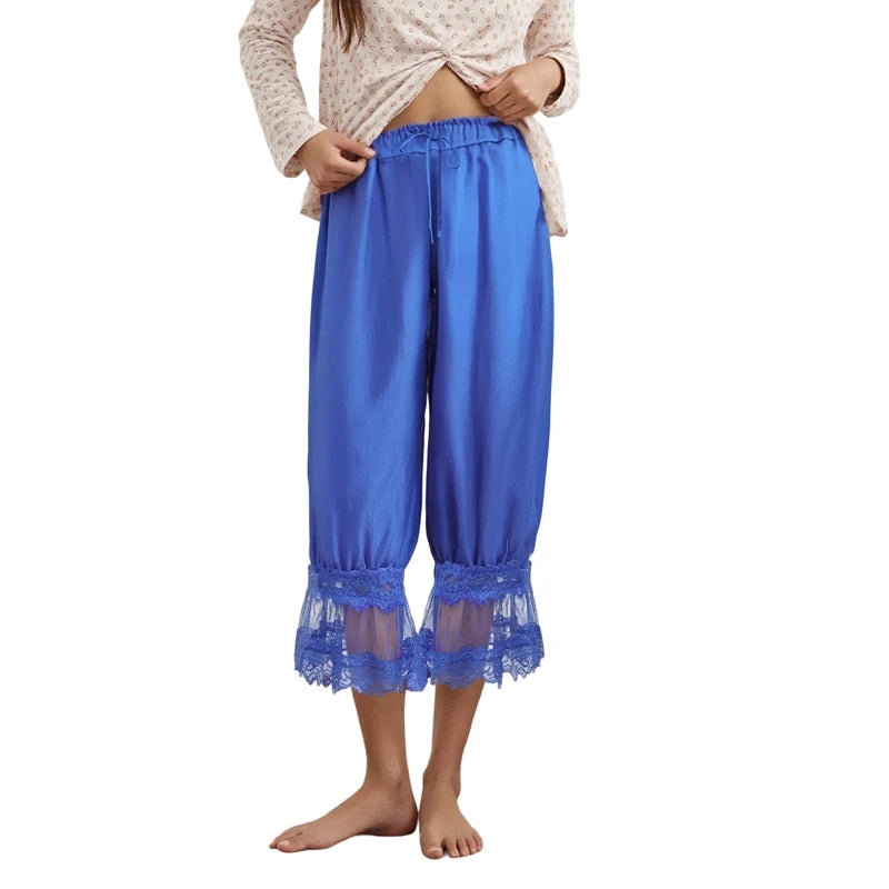 Loose Fit Bloomers Cropped Pants Drawstring High Waist Trousers Twirly Threads