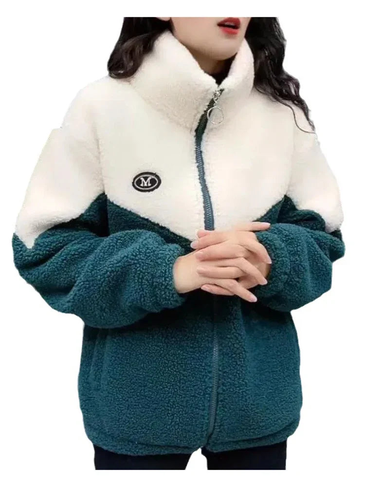Thickened Lamb Fleece Long Sleeve Mid Length Twirly Threads