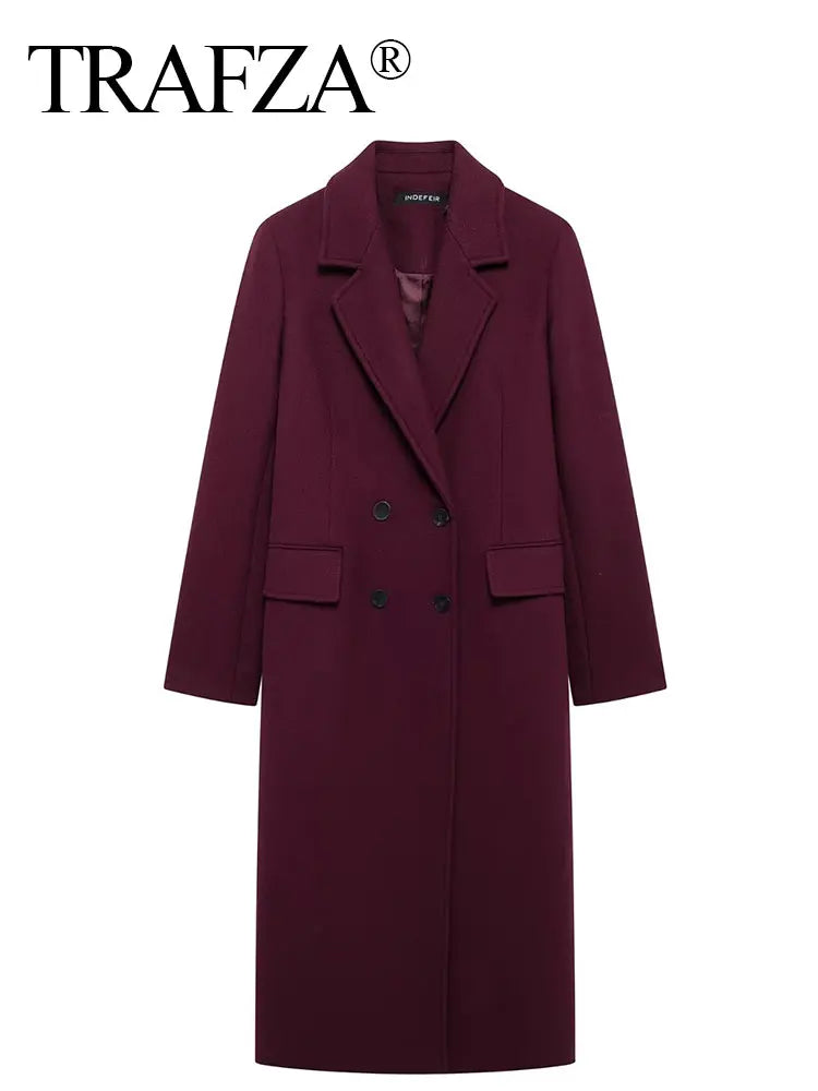 Women Fashion Burgundy Woolen Coat Twirly Threads