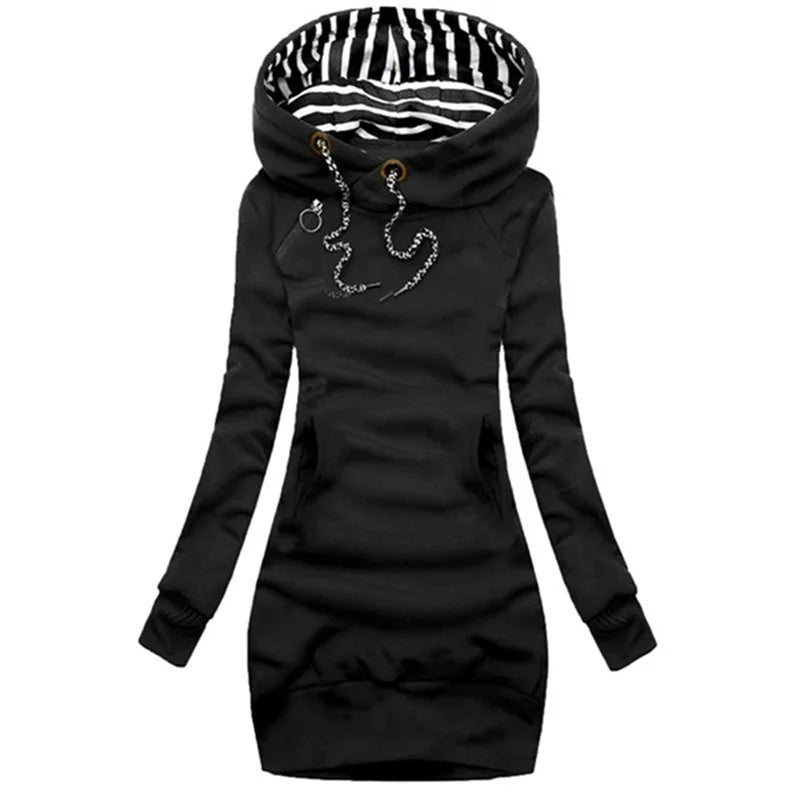 Drawstring Hoodie Dress Slim Hooded Pullover Twirly Threads