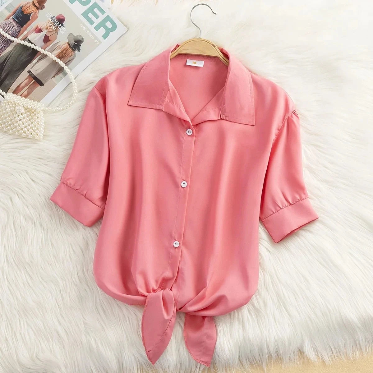 Chiffon Blouse Short Sleeve Casual Shirt Twirly Threads