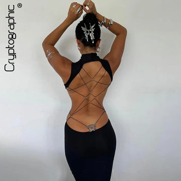 Backless Bandage Butterfly Long Dress Twirly Threads