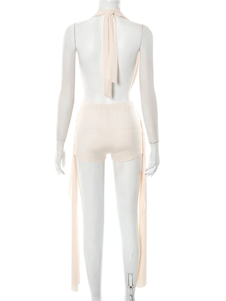 2 Piece Set Halter Swing Collar Backless Tank Topside Twirly Threads
