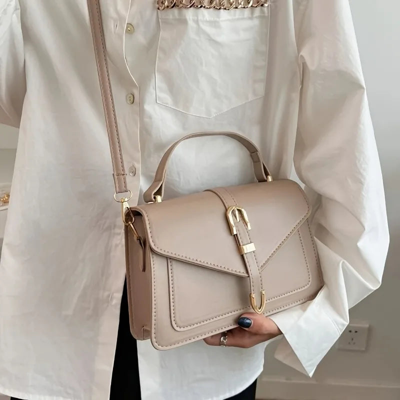 Crossbody Bag with Top Handle and Flap Twirly Threads