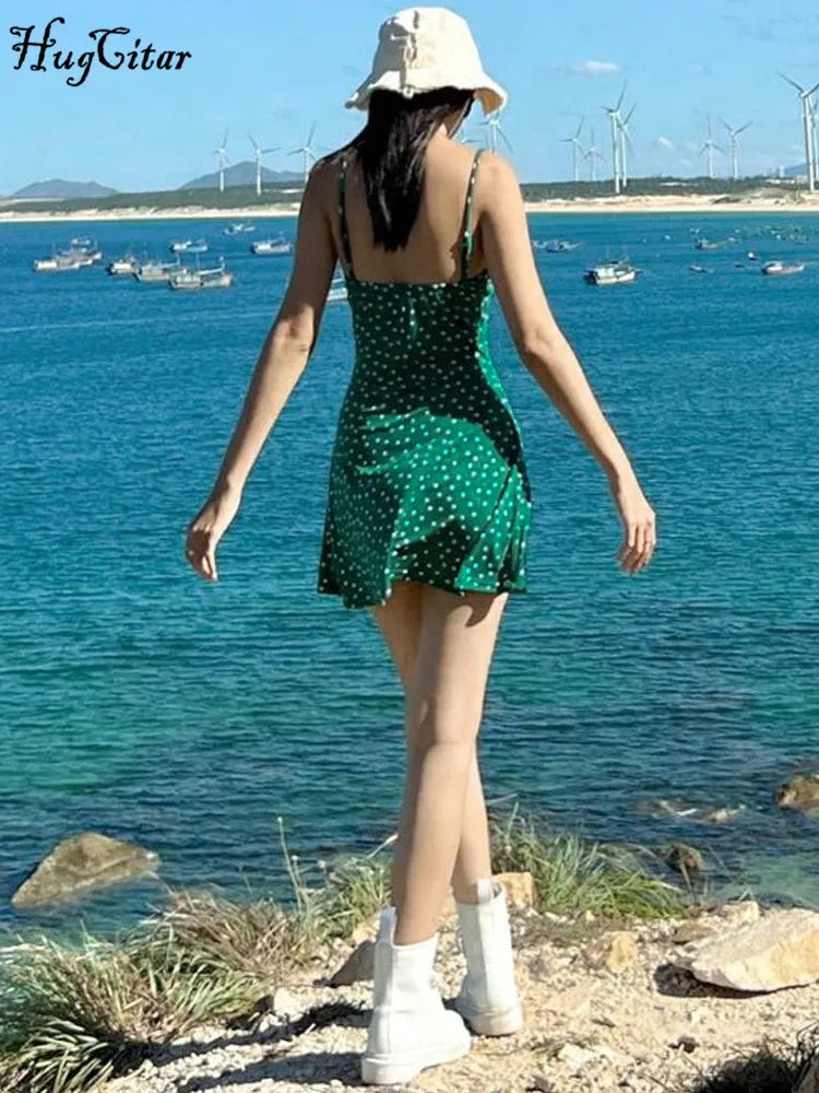 Spot Print Slips Backless Sexy Bodycon Mini Prom Dress Twirly Threads