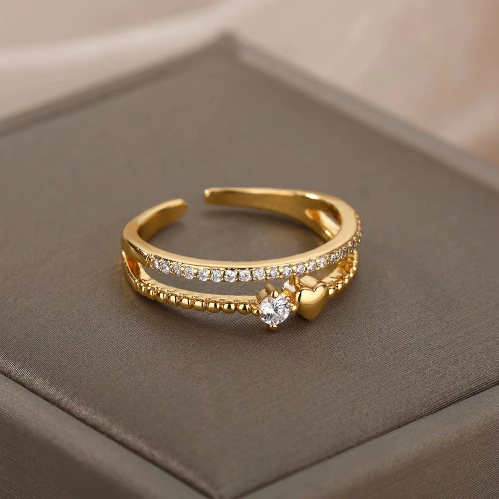 Luxury Zircon Rings Twirly Threads