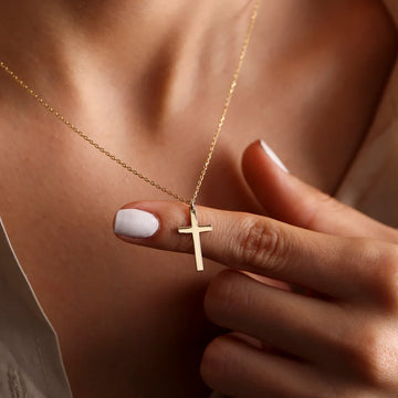 Stainless Steel Cross Gold Necklace Twirly Threads