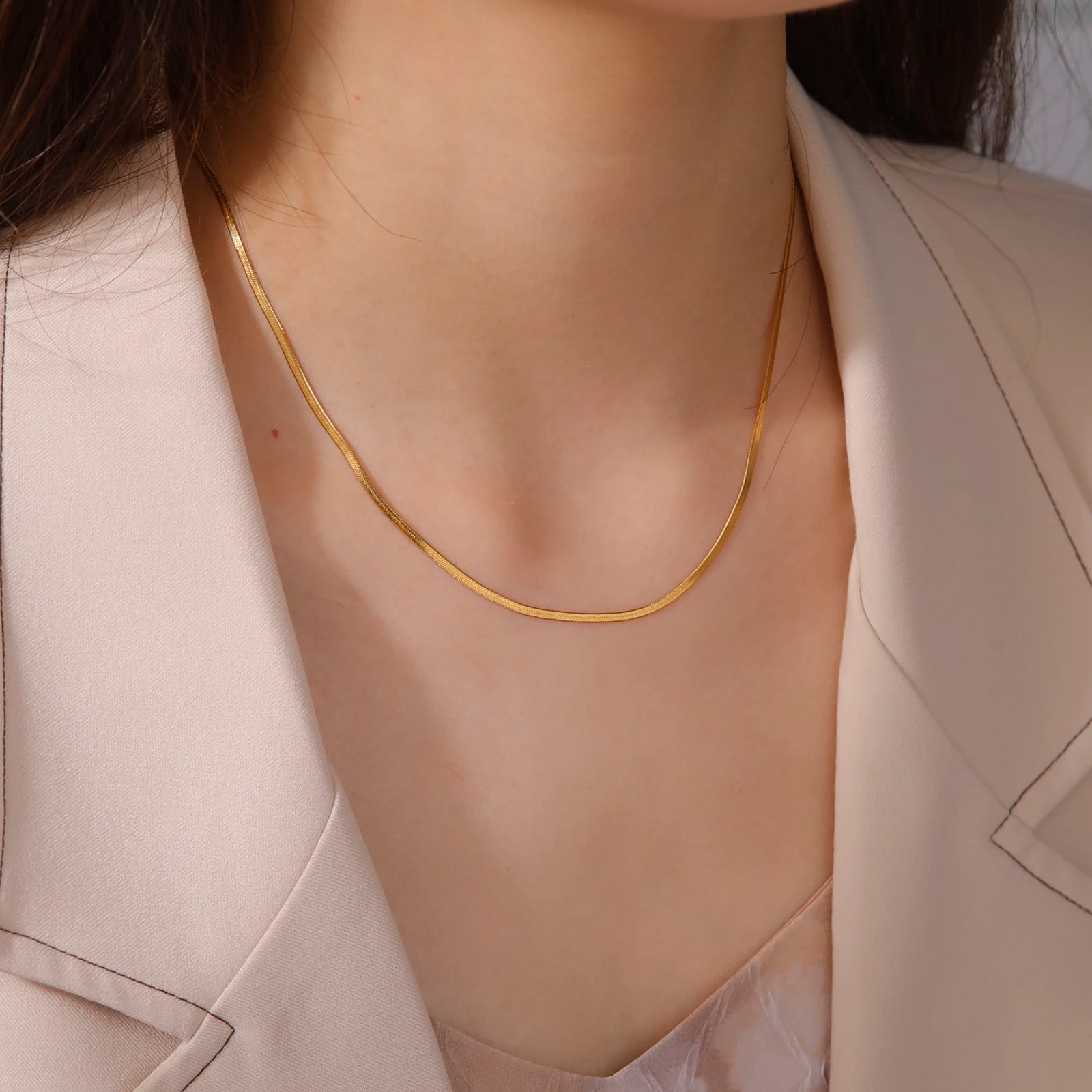 Stainless Steel Snake Chain Necklace Twirly Threads
