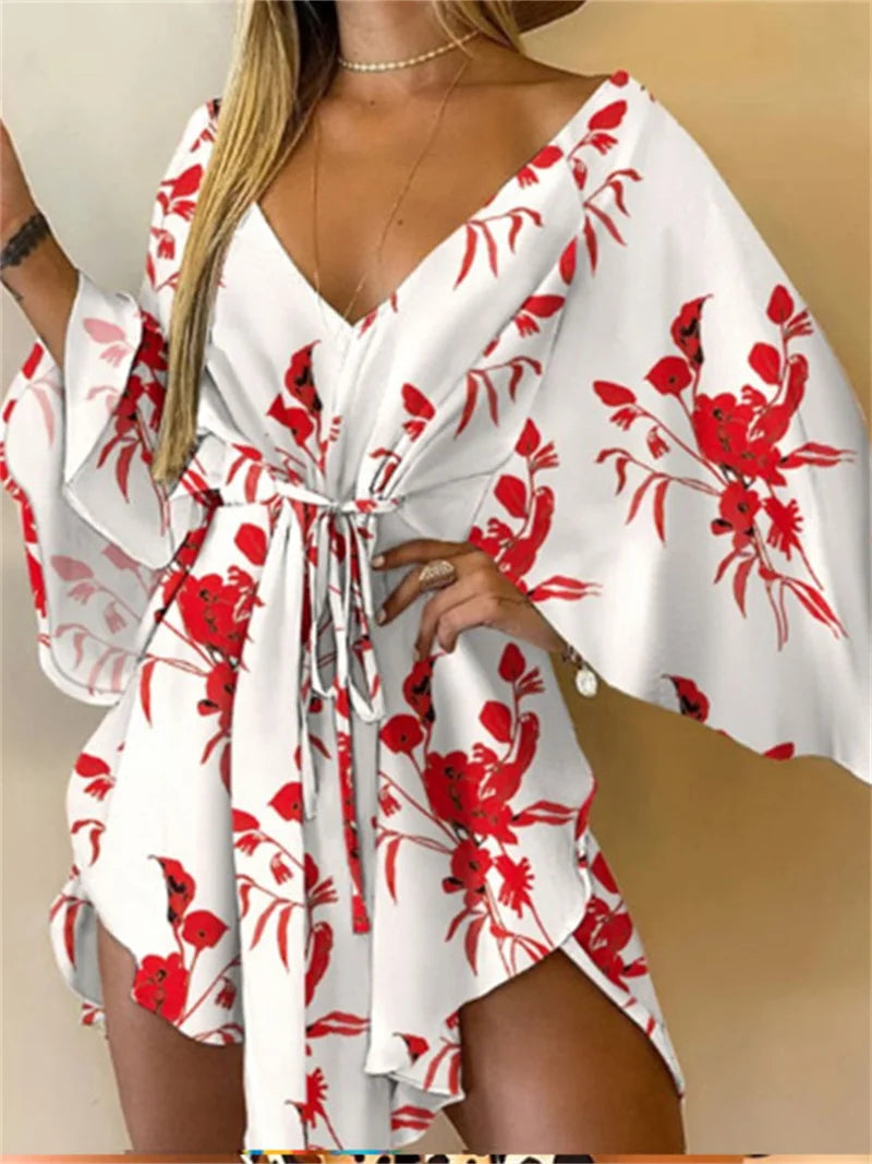 Sexy V-Neck Bat Sleeve Bohemian Beach Sundress Twirly Threads