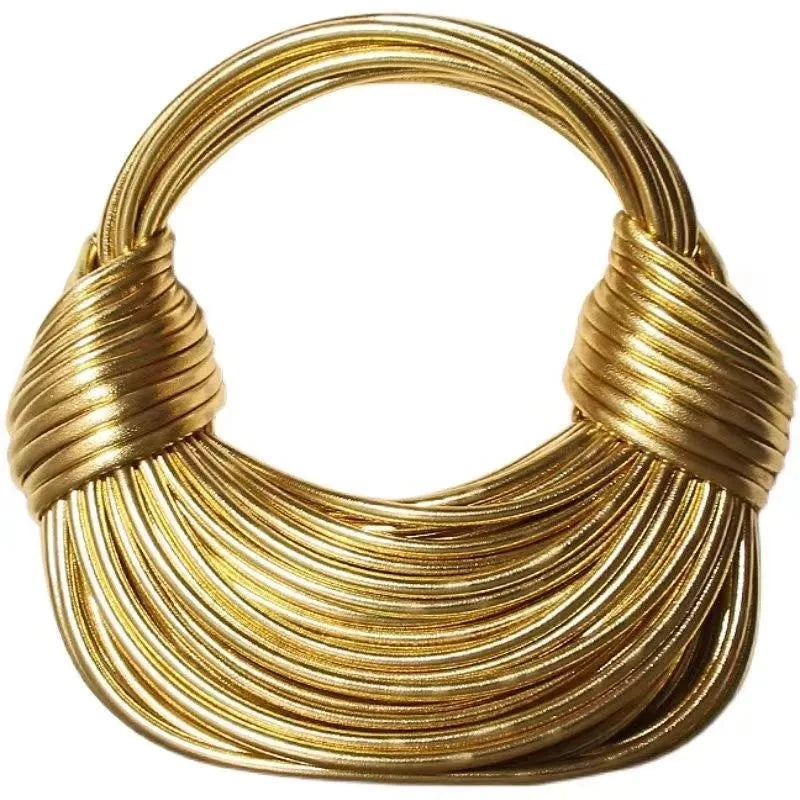 Gold Luxury Handwoven Noodle Bags Twirly Threads