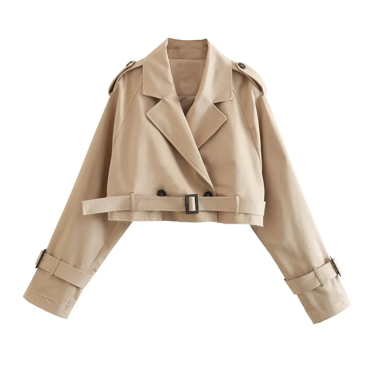 Belt Cropped Trench Spring Jacket Vintage Twirly Threads