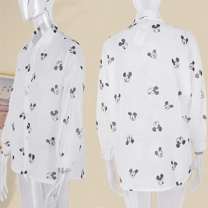 Mickey Mouse Blouse Ladies Long Sleeve Twirly Threads