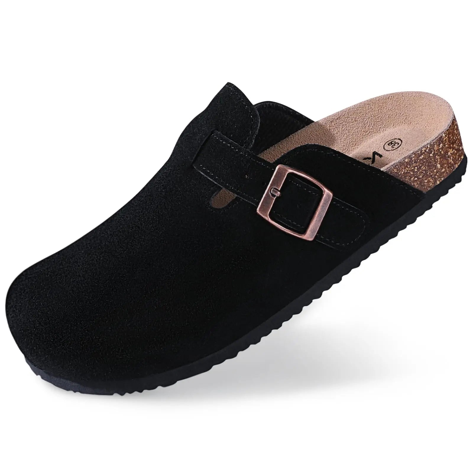 Suede Clogs for Women Men Mules Cork Footbed Sandals Twirly Threads