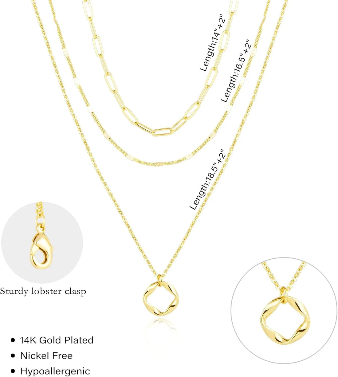Layered Gold Necklaces Twirly Threads