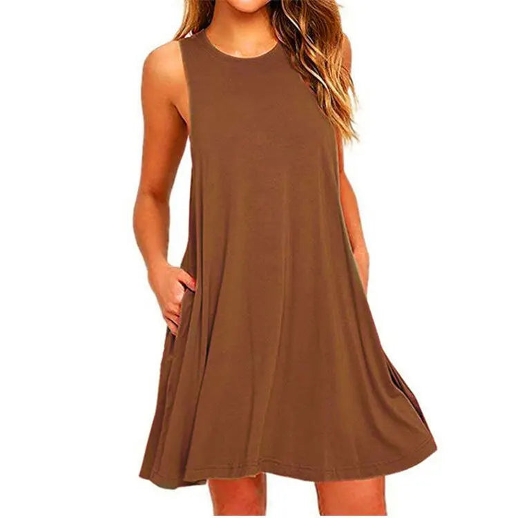 Swing T-Shirt Dresses Beach Cover Up With Pockets Plus Size Twirly Threads