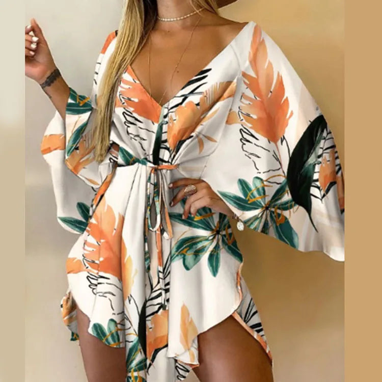 Sexy V-Neck Bat Sleeve Bohemian Beach Sundress Twirly Threads