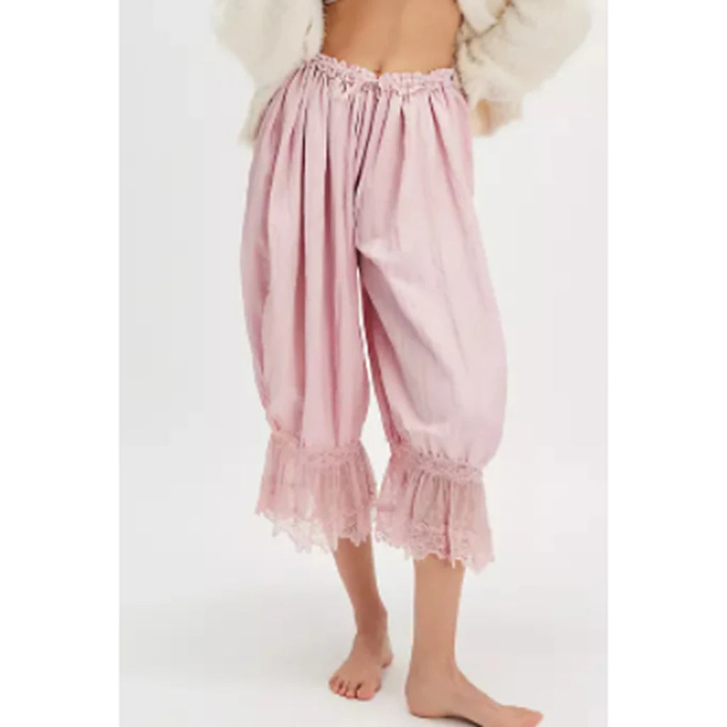 Loose Fit Bloomers Cropped Pants Drawstring High Waist Trousers Twirly Threads
