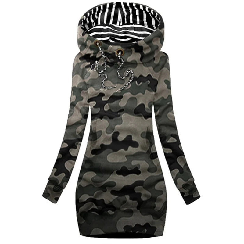 Drawstring Hoodie Dress Slim Hooded Pullover Twirly Threads