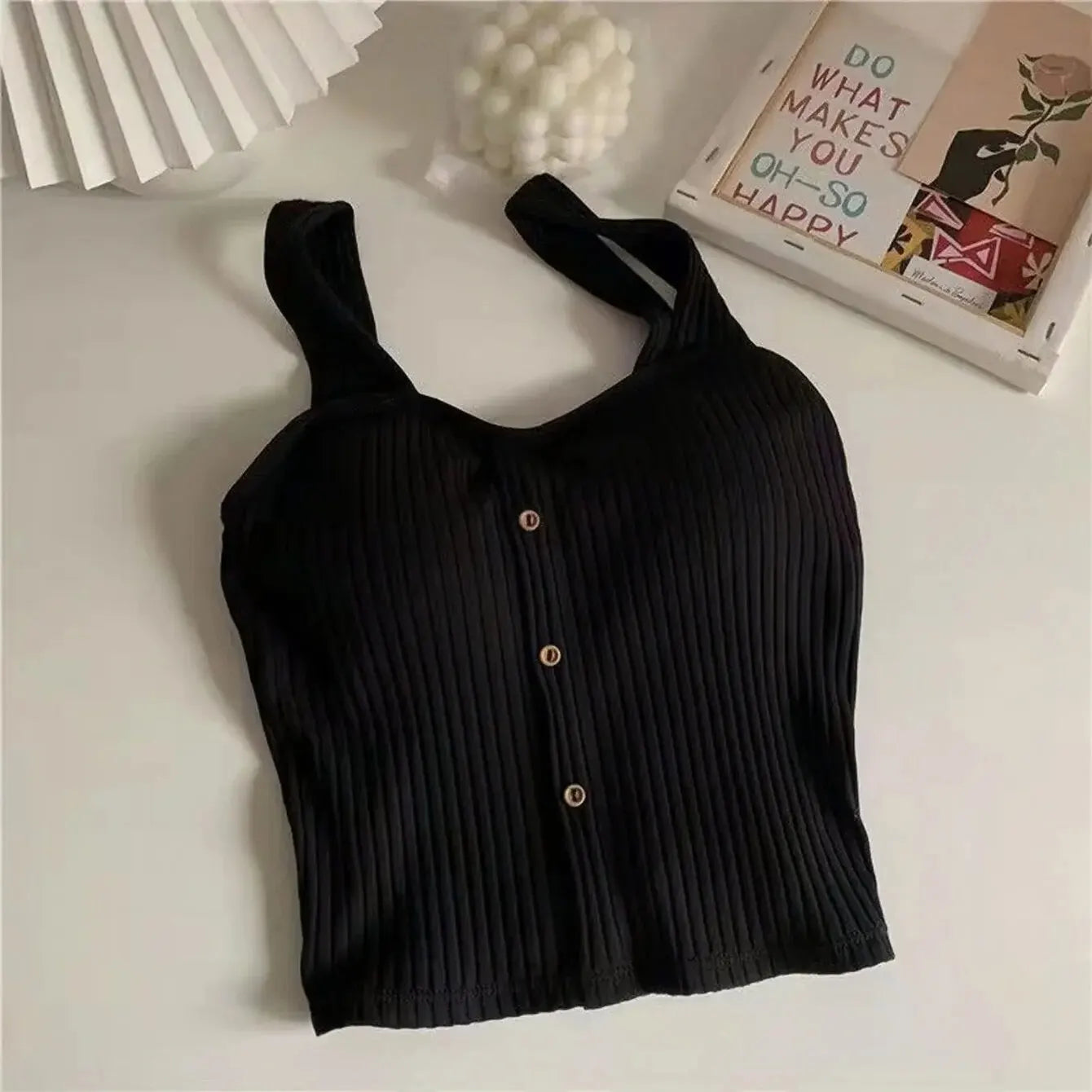 Cropped Tops with Bra Pads Corset Suspenders Vest Camisole Twirly Threads